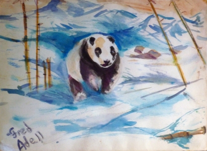 Fred Adell - Wildlife Artist Bears - Pandas watercolor on paper