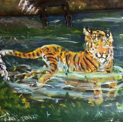 Fred Adell - Wildlife Artist Cats (wild)   Acrylic on Portfolio