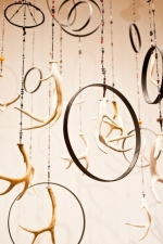 Camille J. Gage Dreams and Light Antlers, wooden hoops, beads