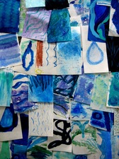 Camille J. Gage I AM WATER Exhibitions mixed media on Tyvek shipping labels