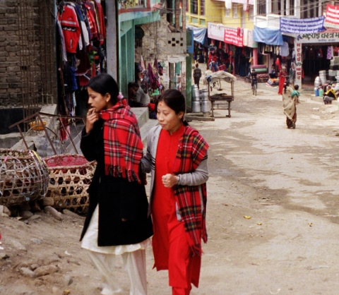 Ladies Shopping Nepal George Megrue Color photograph