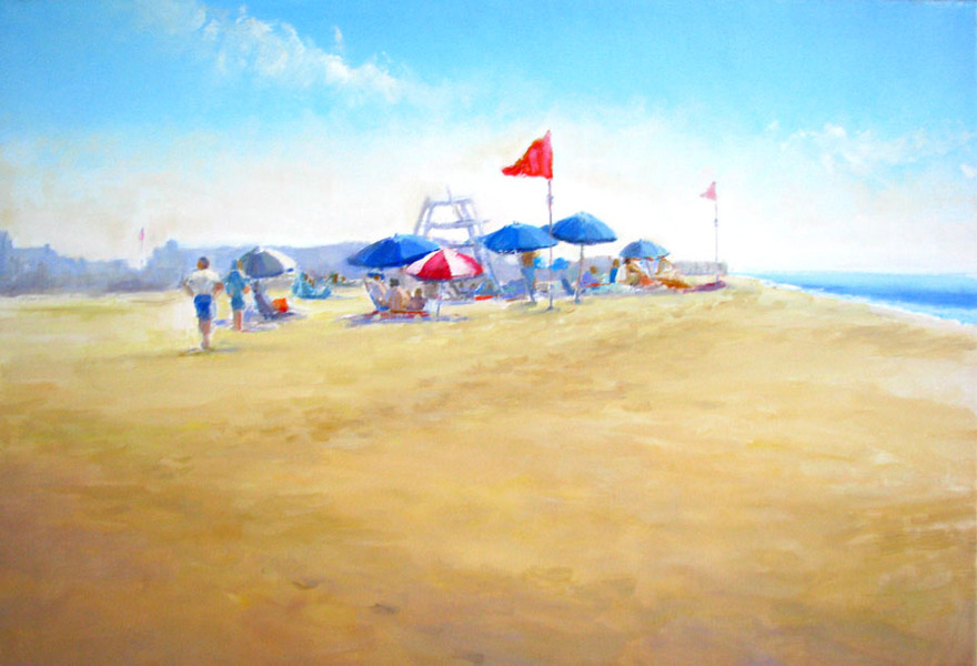 RED FLAG DANA GOODFELLOW SEA AND WETLANDS OIL ON LINEN
