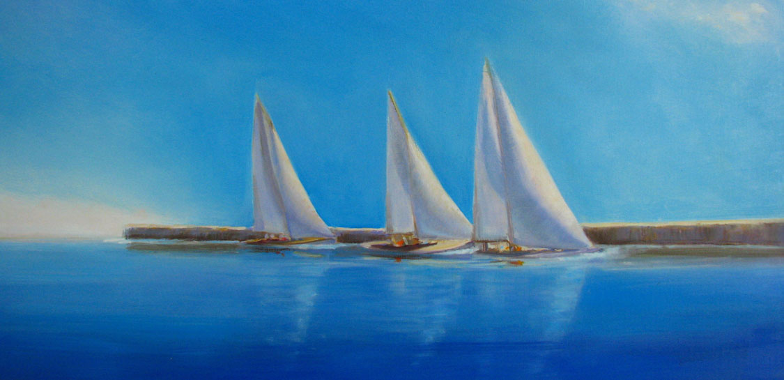 THREE SAILS DANA GOODFELLOW SEA AND WETLANDS OIL