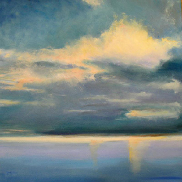 WINDY DAY DANA GOODFELLOW SEA AND WETLANDS OIL ON LINEN
