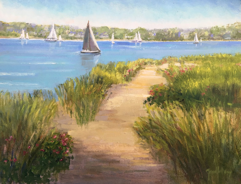 VIEW TO THE HARBOR DANA GOODFELLOW SEA AND WETLANDS OIL