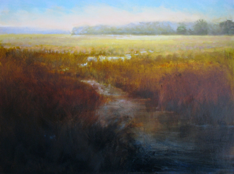 THE PRESERVE DANA GOODFELLOW SEA AND WETLANDS OIL ON LINEN