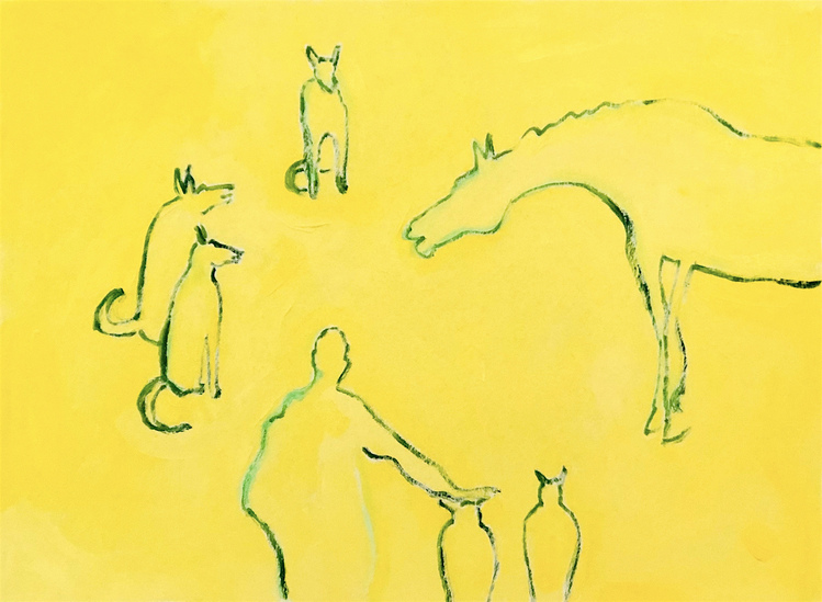 Dialogue Between Beasts, 2020 HARRIET BELLOWS - PAINTER shop acrylic on paper