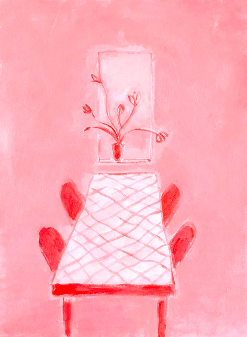 The Plant and The Empty Table, 2020 HARRIET BELLOWS - PAINTER shop acrylic on paper