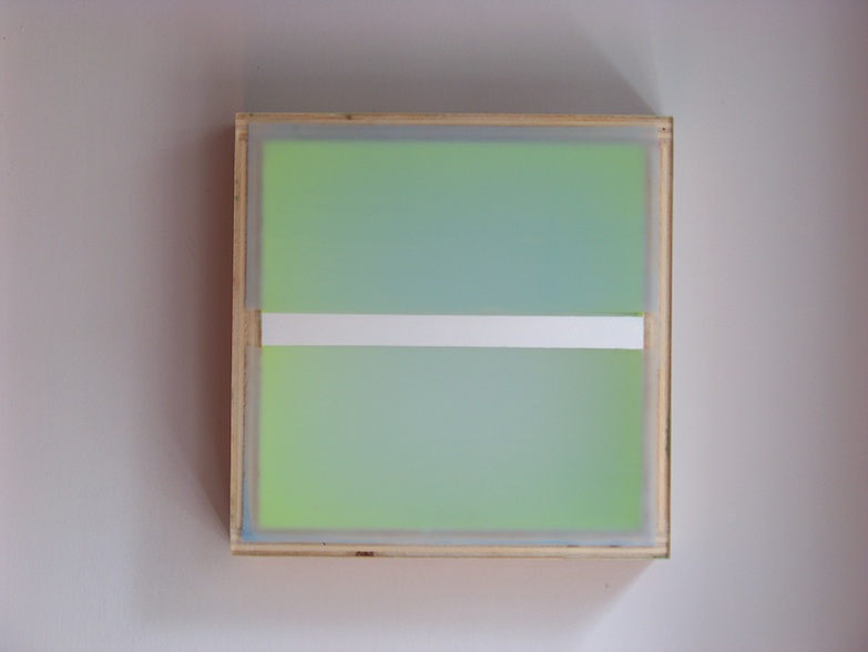Divided Light (Chartreusse) (2008) HEATHER HUTCHISON WORKS 2000-2009 Plexiglass, beeswax, birch, pigment, enamel