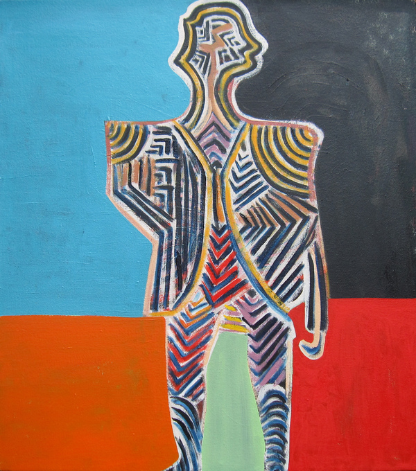 Quartered Man Figures and Heart oil on canvas