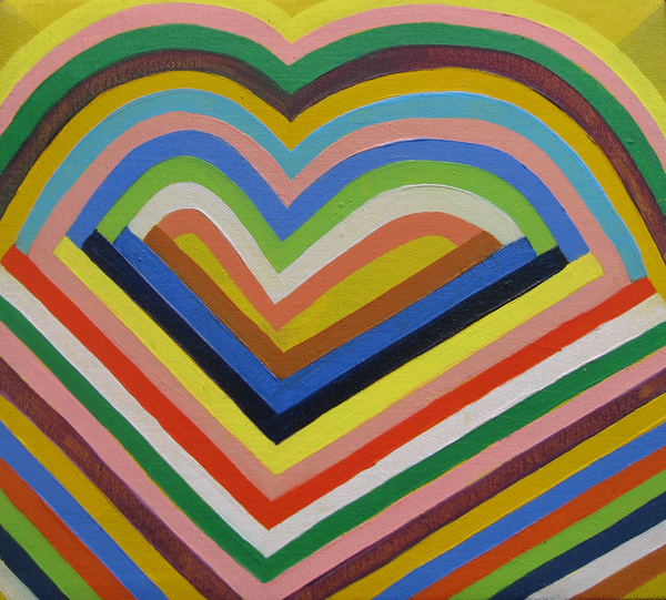 Small Heart Figures and Heart oil on canvas
