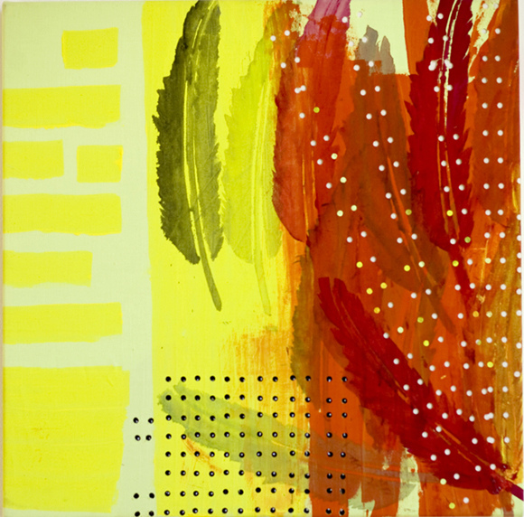 Feathers for your cap Painting Acrylic, paper, ink on fabric