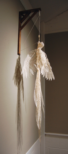 Pheasant Jane Deering Gallery Elizabeth Alexander Paper, glue, string wood bracket