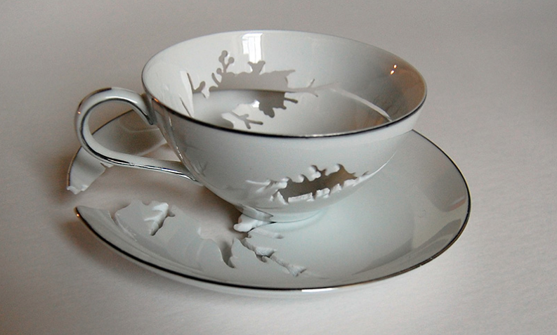 Tea II Jane Deering Gallery Elizabeth Alexander Hand-cut porcelain china