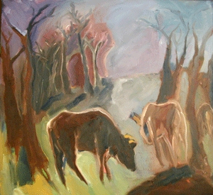 Night Cows Jane Deering Gallery Shaun McNiff Oil on canvas