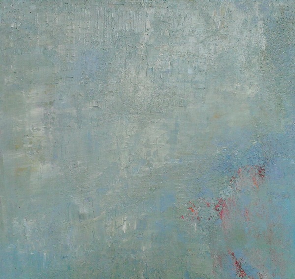 Blue Shimmer (right side of diptych) Jane Deering Gallery Exhibition: Blue arrived, and its time was painted Oils, copper pigment, silica sand