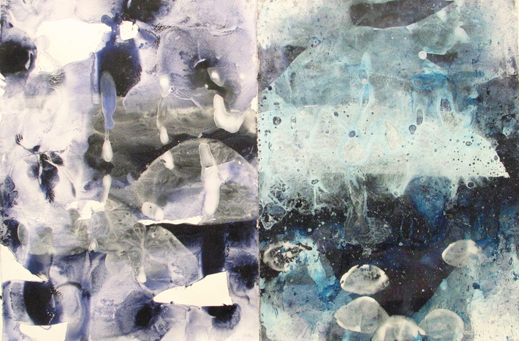 No.7 Jane Deering Gallery Exhibition: Blue arrived, and its time was painted Gouache and PVA on paper