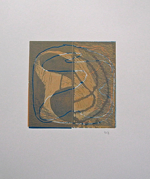7th of July Jane Deering Gallery Exhibition: Blue arrived, and its time was painted Linocut print (unique)