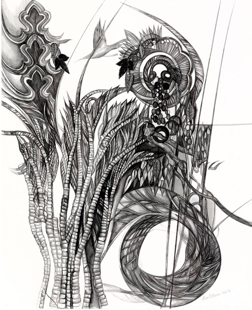 Small Weave #4 Jane Deering Gallery Ann Diener Graphite, prismacolor, gouache, digital prints and cut paper on paper