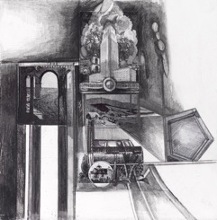 Project 100 : #8 Jane Deering Gallery Ann Diener Graphite, prismacolor, gouache, digital prints and cut paper on paper