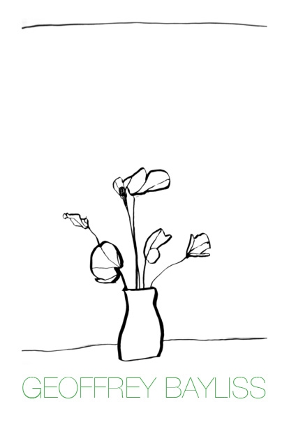 Announcement card for exhibition August 2008 showing 'Bouquet' Jane Deering Gallery Geoffrey Bayliss Ink drawing on paper
