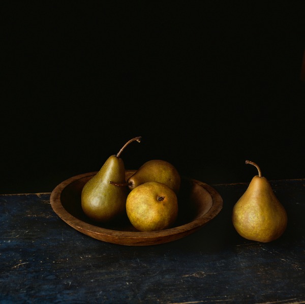 Still Life with 4 Pears and Wooden Bowl Jane Deering Gallery Paul Cary Goldberg Archival Pigment Print