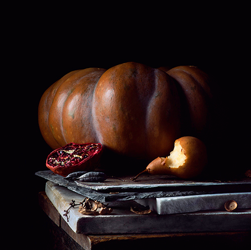 Still Life with Pumpkin, Pomegranate and Bitten Pear Jane Deering Gallery Paul Cary Goldberg Archival Pigment Print