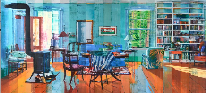 Long Interior Jane Deering Gallery Exhibition: A light runs through it Oil on canvas