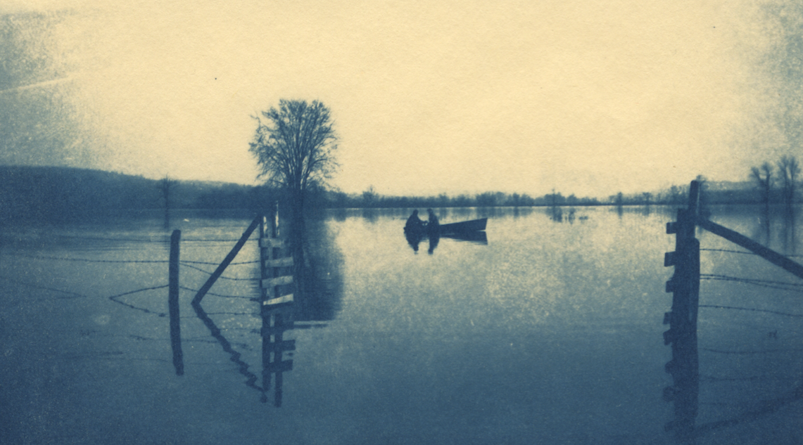 Boater on Lake Jane Deering Gallery True Blue, and Black | Alternative Photography : Tom Fels & Gail Pine Cyanotype
