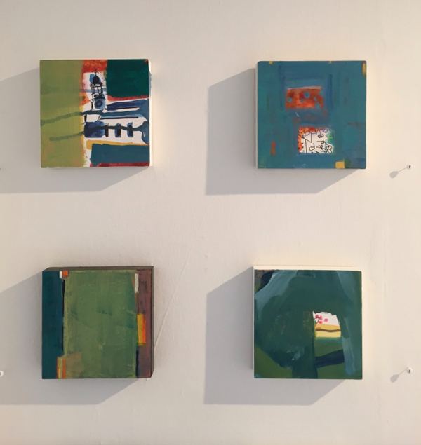 Installation shot -- small works Jane Deering Gallery Juni Van Dyke | Painting is music you can see