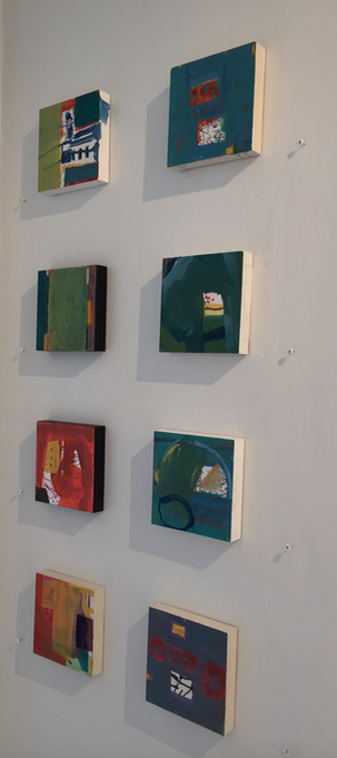 Installation shot -- small works Jane Deering Gallery Juni Van Dyke | Painting is music you can see