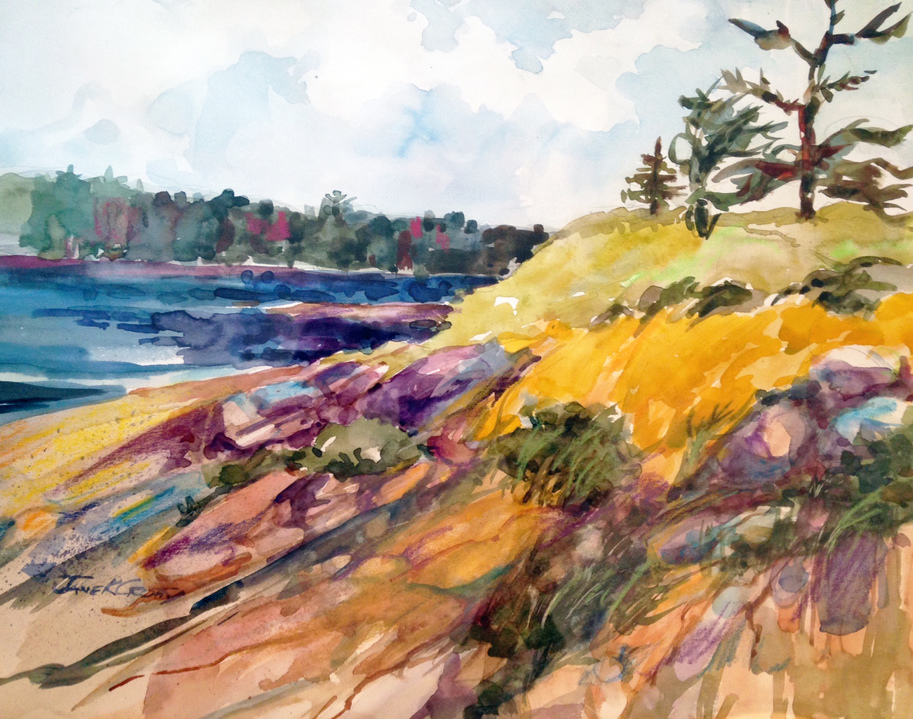 Maine Coast Jane Deering Gallery Mothers and Daughters Watercolor on paper