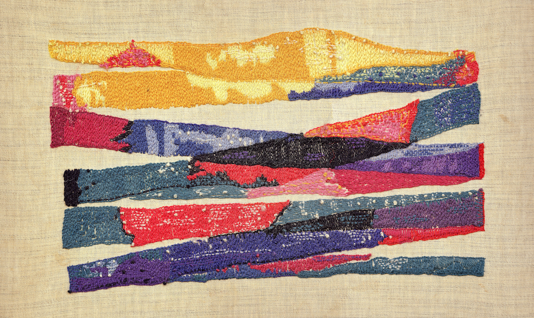 Sunset on Mountain Peaks Jane Deering Gallery Mothers and Daughters Embroidery: wool on linen