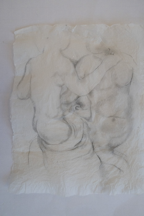 Touch 20: Nymph and Satyr Jane Deering Gallery Drawn from Life Graphite on handmade abaca paper
