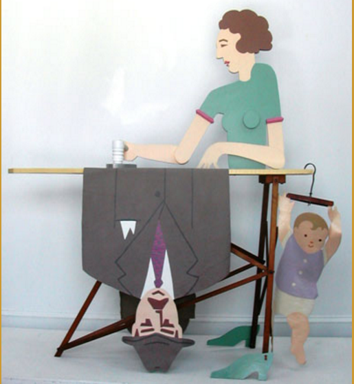 Family Impressions Jane Deering Gallery Joy Halsted | In and Out of the Box Mixed media: plywood, acrylic, oil paint, canvas, ironing board.