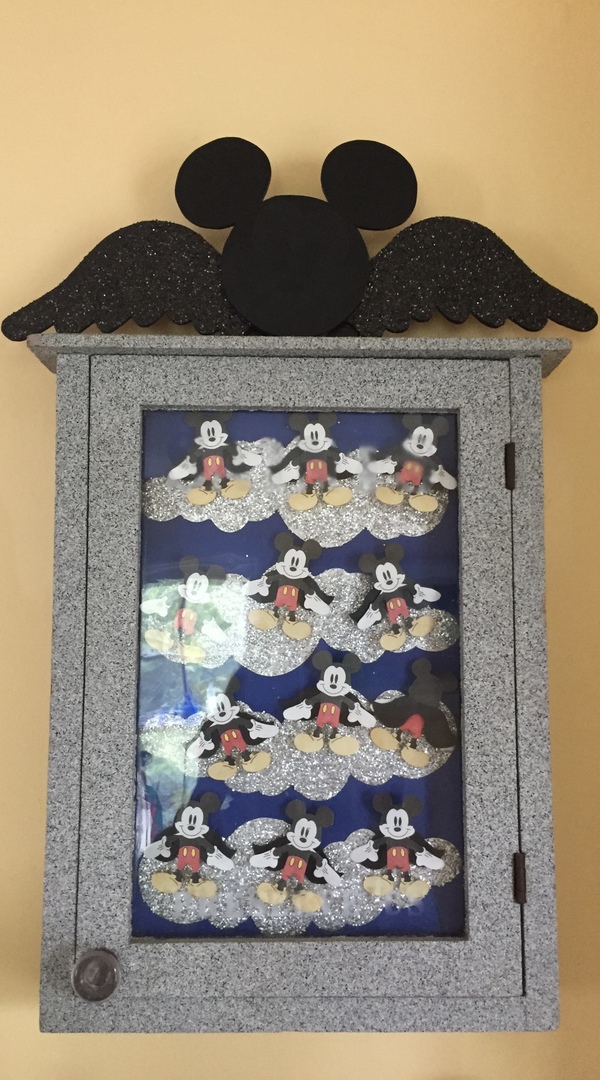 Saints Preserve Us Jane Deering Gallery Joy Halsted | In and Out of the Box Mixed media: recycled medicine cabinet, glass, acrylic, glitter