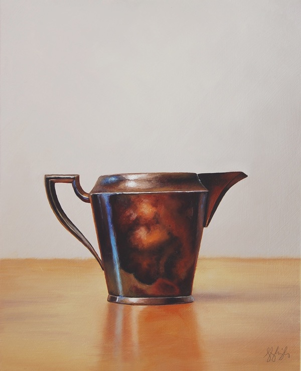 The Overthinker Jane Deering Gallery Silver and Grey | Leslie Lewis Sigler & Paul Cary Goldberg Oil on panel