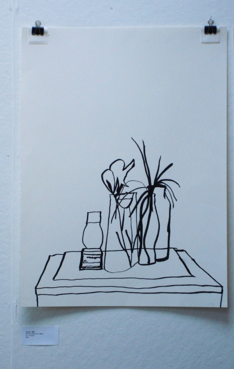 Objects on Table Jane Deering Gallery Geoffrey Bayliss Ink drawing on paper