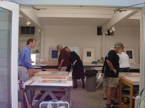Artist Geoffrey Bayliss (left) in his studio. Jane Deering Gallery Geoffrey Bayliss