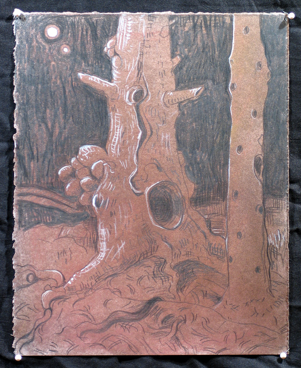 Knarly Tree 01 Jane Deering Gallery Deep in the Quiet Wood Dry Pigment, Graphite, and Gouache on Stonehenge paper