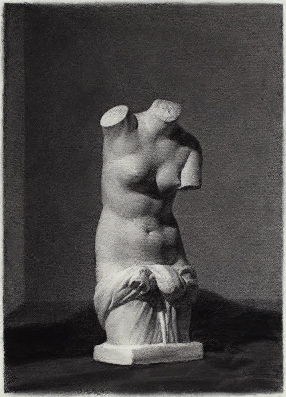 Venus Torso Jane Deering Gallery Selection of works Charcoal on Roma handmade paper