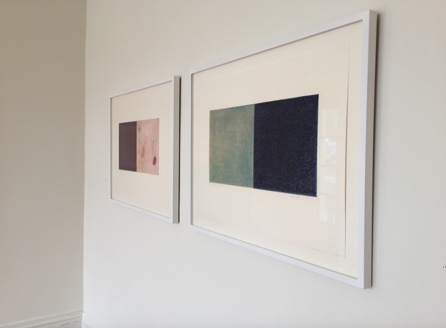 Installation shot: pair of framed pastel drawings Jane Deering Gallery Selection of works Pastel on paper