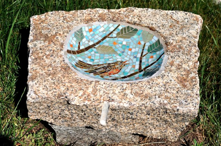 Birdbath Jane Deering Gallery Judith Wright | Jan Weinshanker Glass mosaic and granite