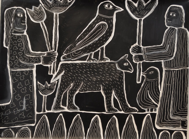 Couple With Triangle Jane Deering Gallery Judith Wright | Jan Weinshanker Acrylic on gessoed paper