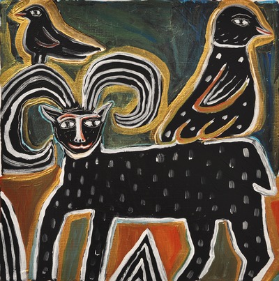 Gold-Horned Animal Jane Deering Gallery Judith Wright | Jan Weinshanker Acrylic on gessoed paper