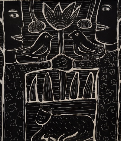 Katy and Me Jane Deering Gallery Judith Wright | Jan Weinshanker Acrylic on gessoed paper
