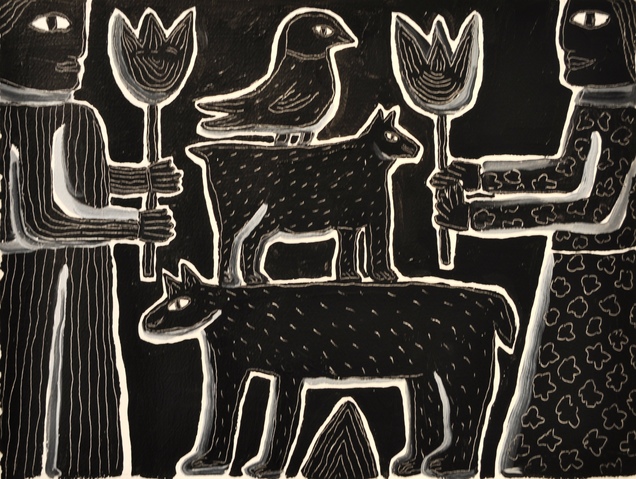 Offering Jane Deering Gallery Judith Wright | Jan Weinshanker Acrylic on gessoed paper
