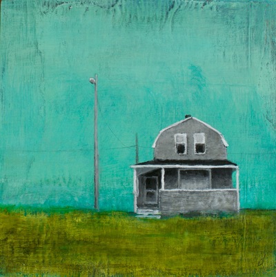 Fifty Long Beach Jane Deering Gallery Erin Luman -- shelter | the cottages of long beach Acrylic and pencil over map