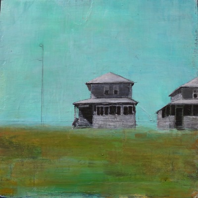 Eight and Ten Long Beach Jane Deering Gallery Erin Luman -- shelter | the cottages of long beach Acrylic and pencil over map