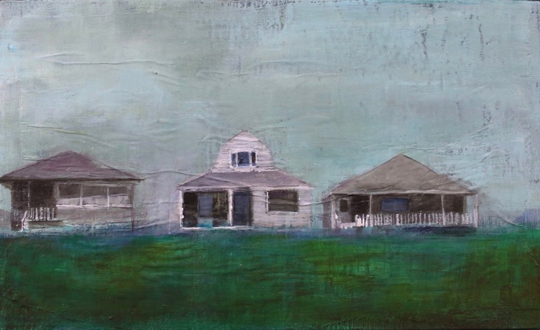 Thirty, Thirty-two, Thirty-four Long Beach Jane Deering Gallery Erin Luman -- shelter | the cottages of long beach Acrylic and pencil over map